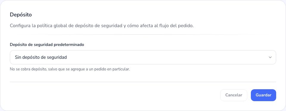 El ajuste de depósito de seguridad del Admin