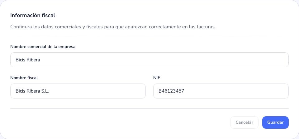 Los datos fiscales en el Admin