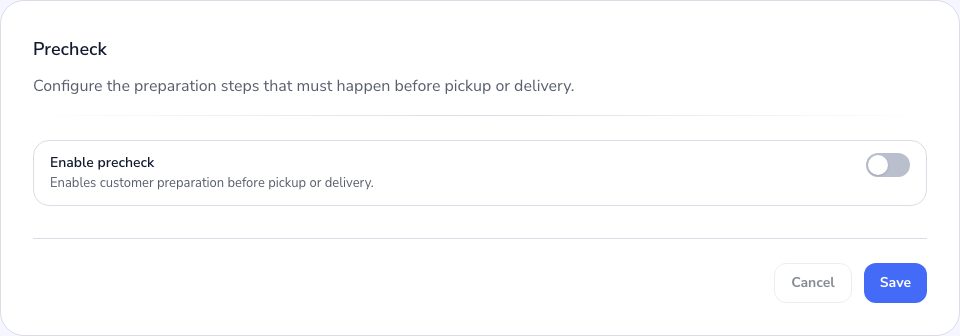 The pre-check setting in the Admin