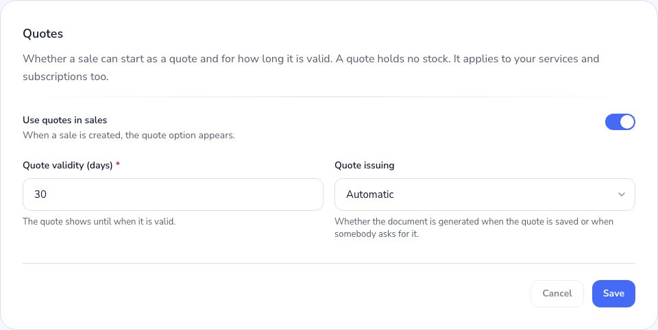 The quotes setting in the Admin
